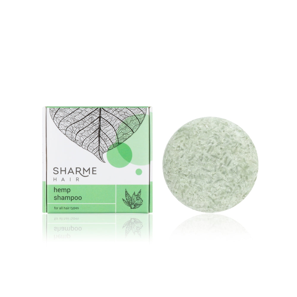 Champú sólido natural Sharme Hair Hemp con aceite de cáñamo para todo tipo de cabellos, 50 g.