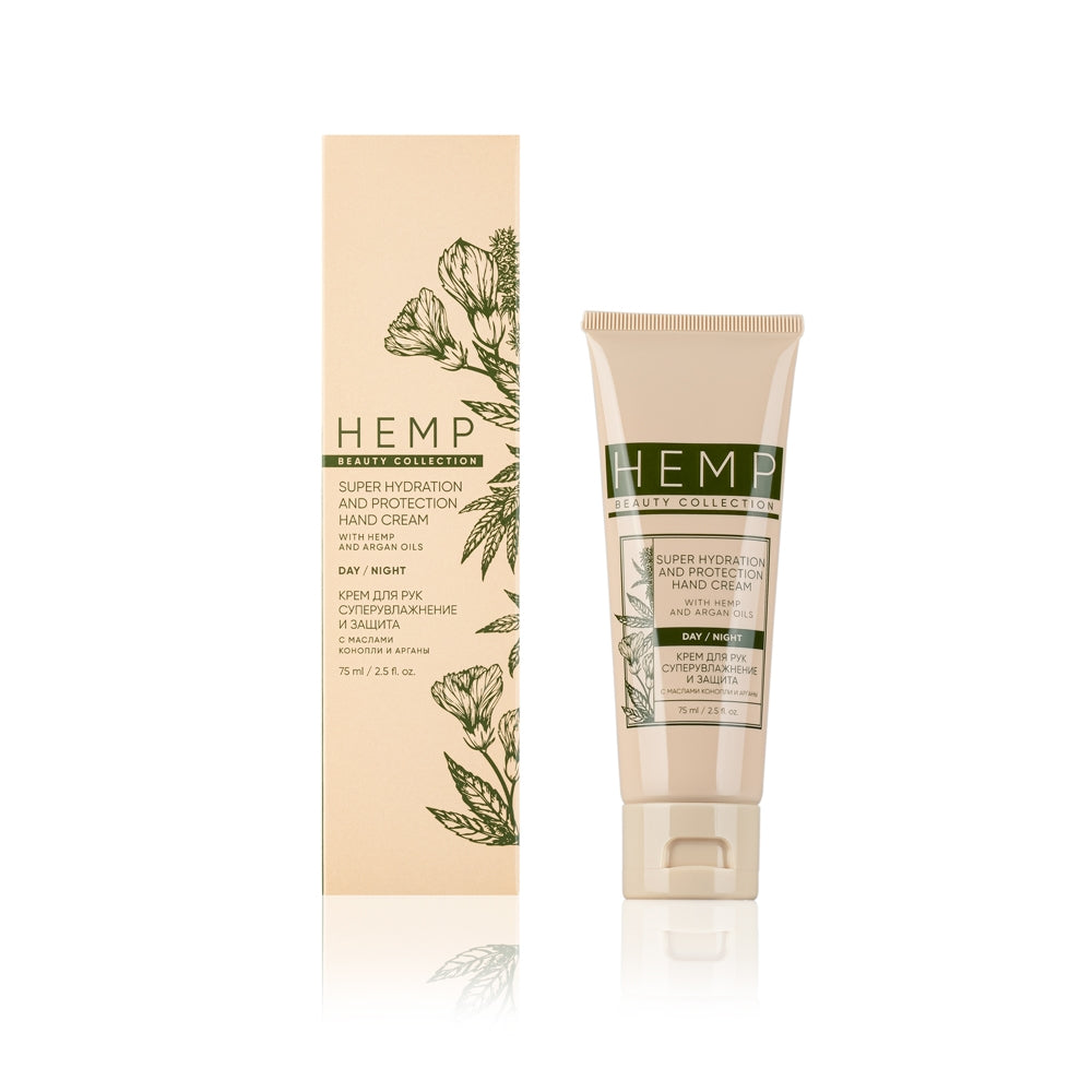 Crema de manos súper hidratante con aceite de cáñamo y argán HEMP, 75 ml